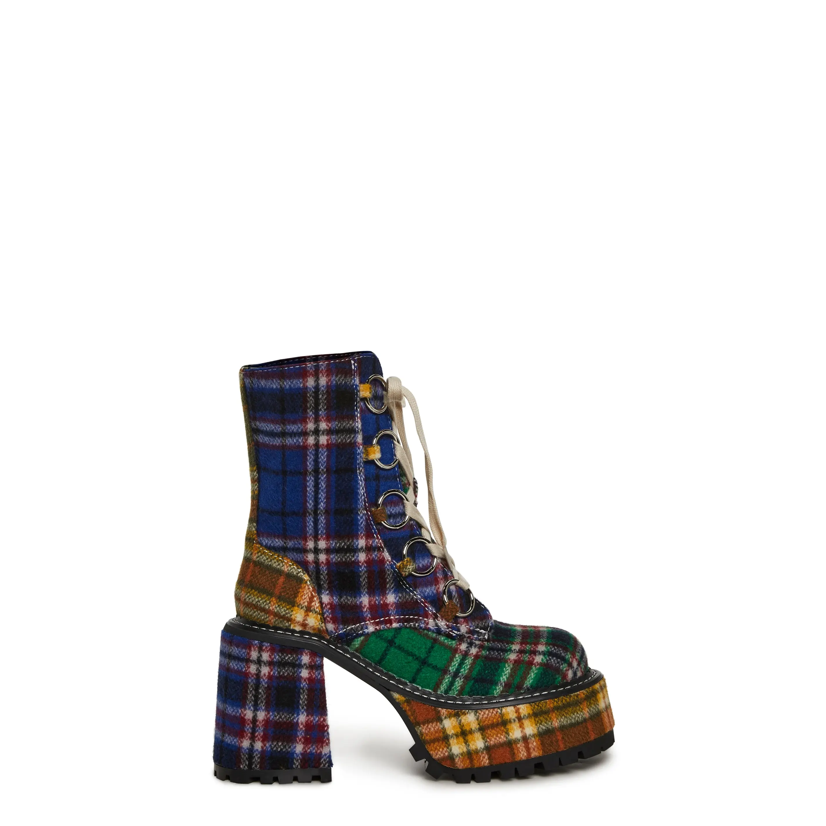 Academy Punk Plaid Platform Boots - Blue