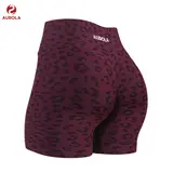 AUROLA Leopard Workout Shorts for Women,Gym Shorts Scrunch Butt Seamless Athletic Shorts