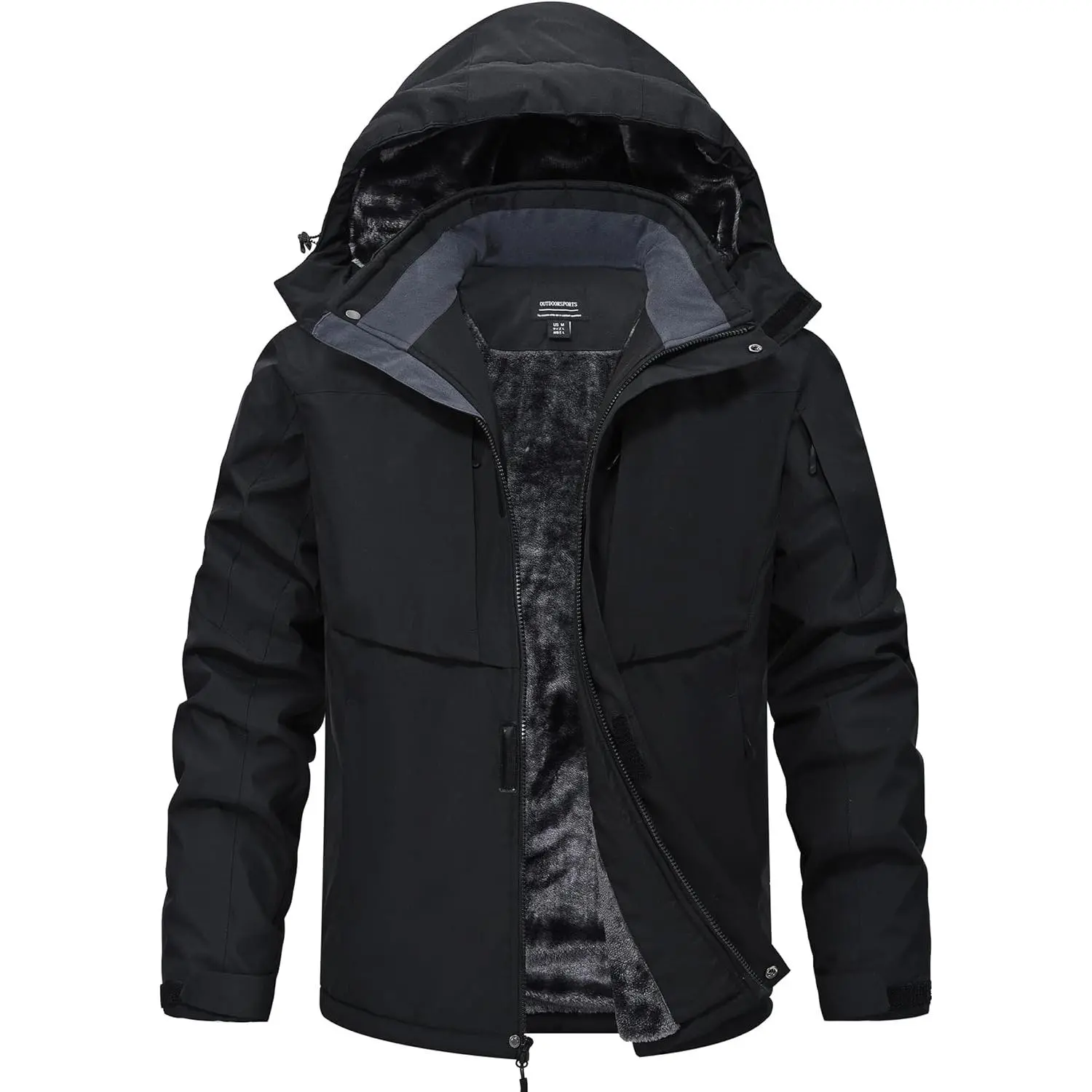 Men’s Insulated Fleece Lined Hooded Winter Snow Coat, Water Resistant Warm Ski Snowboard Jacket for Cold Outdoor Weather