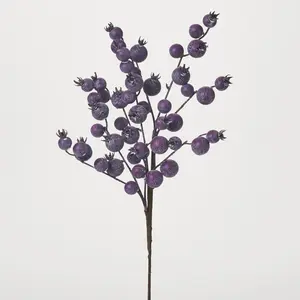 Weathered Plum Purple Crabapple Cluster Faux Berry Branch Spray - 17"