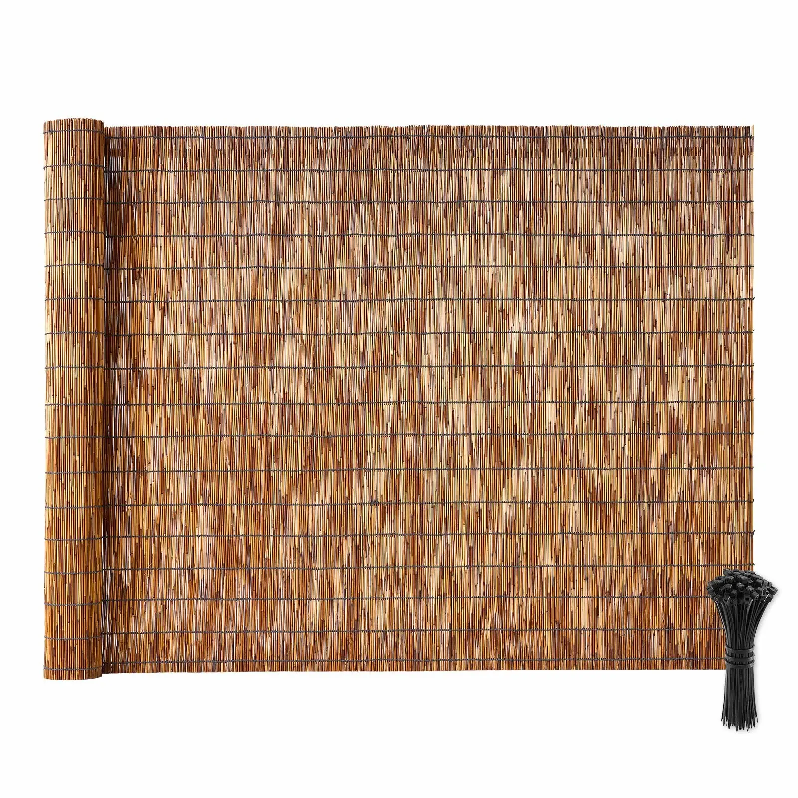 VEVOR Natural Reed Garden Fence Panels Full-Roll (4 ft x 16.4 ft, Brown) - Outdoor Privacy Blocker, Backyard Divider, Organic Look, Breathable, Soft Light-Compatible Setup