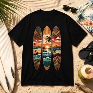 Vintage Surfboard Sunset Beach T-Shirt