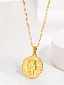Vintage Coin Design Pendant Necklace for Men & Women, Stainless Steel Jewelry for Daily Wear, Trendy All-match & Exquisite Jewelry for Birthday Gift