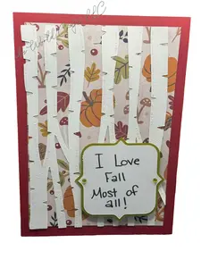 Fall Cards - Various Sentiments I Love Fall Most of All Happy Fall or Thinking of You with Autumnal Design Elements for Seasonal Greetings