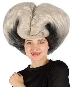 Adult Unisex Drag Queen Bouffant Grey and Black Wig Cosplay and Halloween Anime Party, Premium Breathable Capless Cap, Flame-retardant Synthetic Fiber