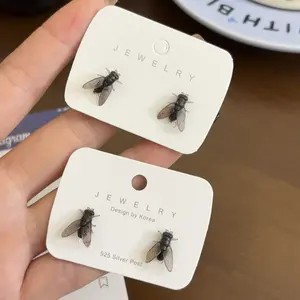Women's Realistic Fly Earrings, Insect Jewelry, Creative Mini Fake Fly Ear Studs, Gothic Casual Daily Wear, Unique Gift Idea