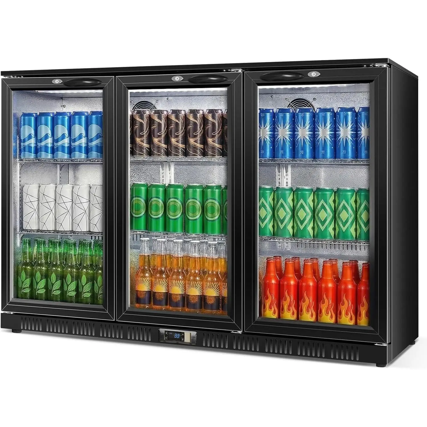 Beverage Refrigerator, 53.15W Inch 12 Cu.Ft Drink Fridge, Back Bar Beer Fridge with 3 Glass Door, 35.43" Height Beverage Cooler, Built-in & Undercounter Commercial Back Bar Cooler for Kitchen Shop Bar
