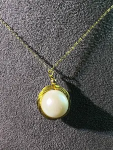 Natural Freshwater Pearl Nest Necklace S925 Chain, Large Round Peacock Egg Ak Pearl Pendant, Handmade Silver Color Wire, Elegant Versatile Jewelry