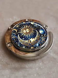 Vintage Sun and Moon Foldable Purse Hook,Womens Bag Purse Hanger,Purse Holder Handbag Hanger Desk Table Bag Hooks for Women Bag