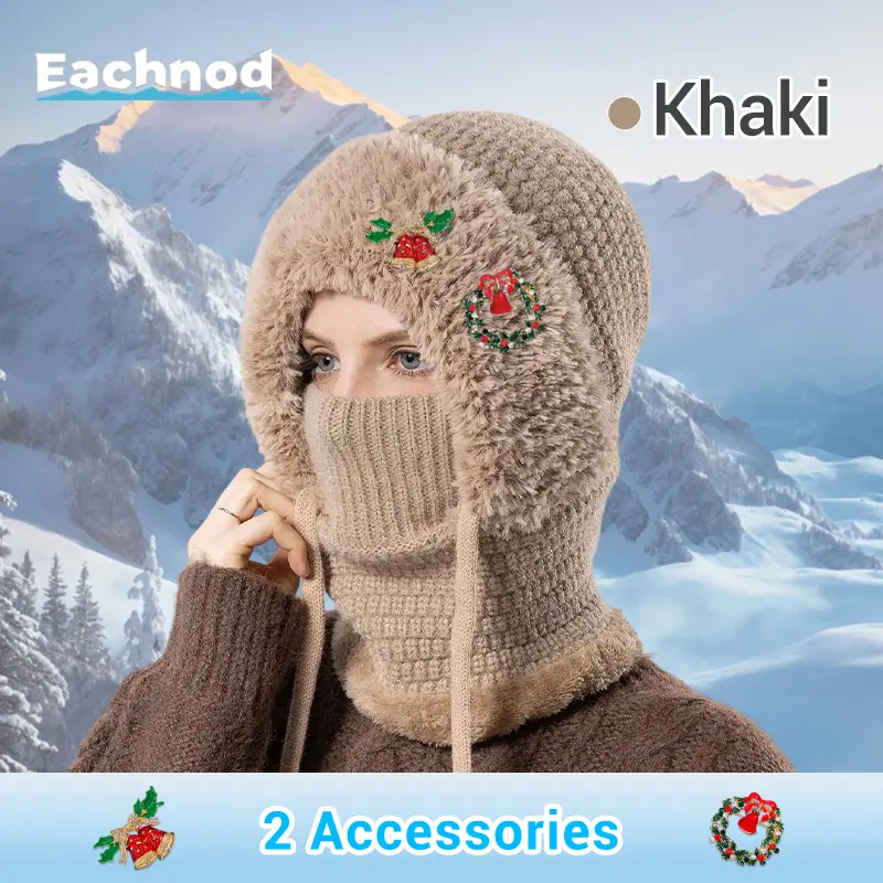 Khaki – Beanie with Festive Charm