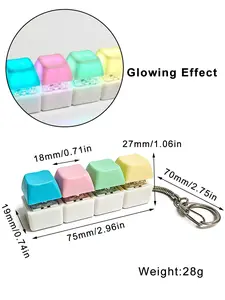 4-in-1 Macaron Color Keyboard Fidget Keychain, Portable Finger Clicker Button Toy, Stress & Anxiety Relief Fidget Gift for ADHD ASMR decompression button keychain
