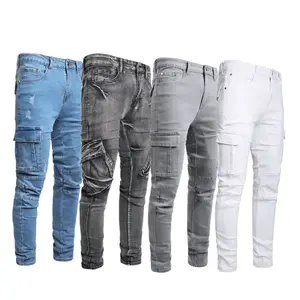 JUNBAOSS 4-Pack Men's Slim Fit Stretch Cotton Denim Pants - Dark-Colored, Embellished Cargo Jeans with Distressed Straight Leg, Comfort Flex Waist, Plain Pockets, Black Hipster Menswear for Casual Style, Natural Fabric, Personalized Touch
