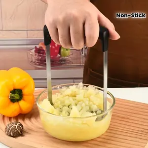 Multi-functional Vegetable Masher, Stainless Steel, Non-stick Potato Masher, Easy to Clean, Suitable for Potatoes, Sweet Potatoes, Avocados, and Beans