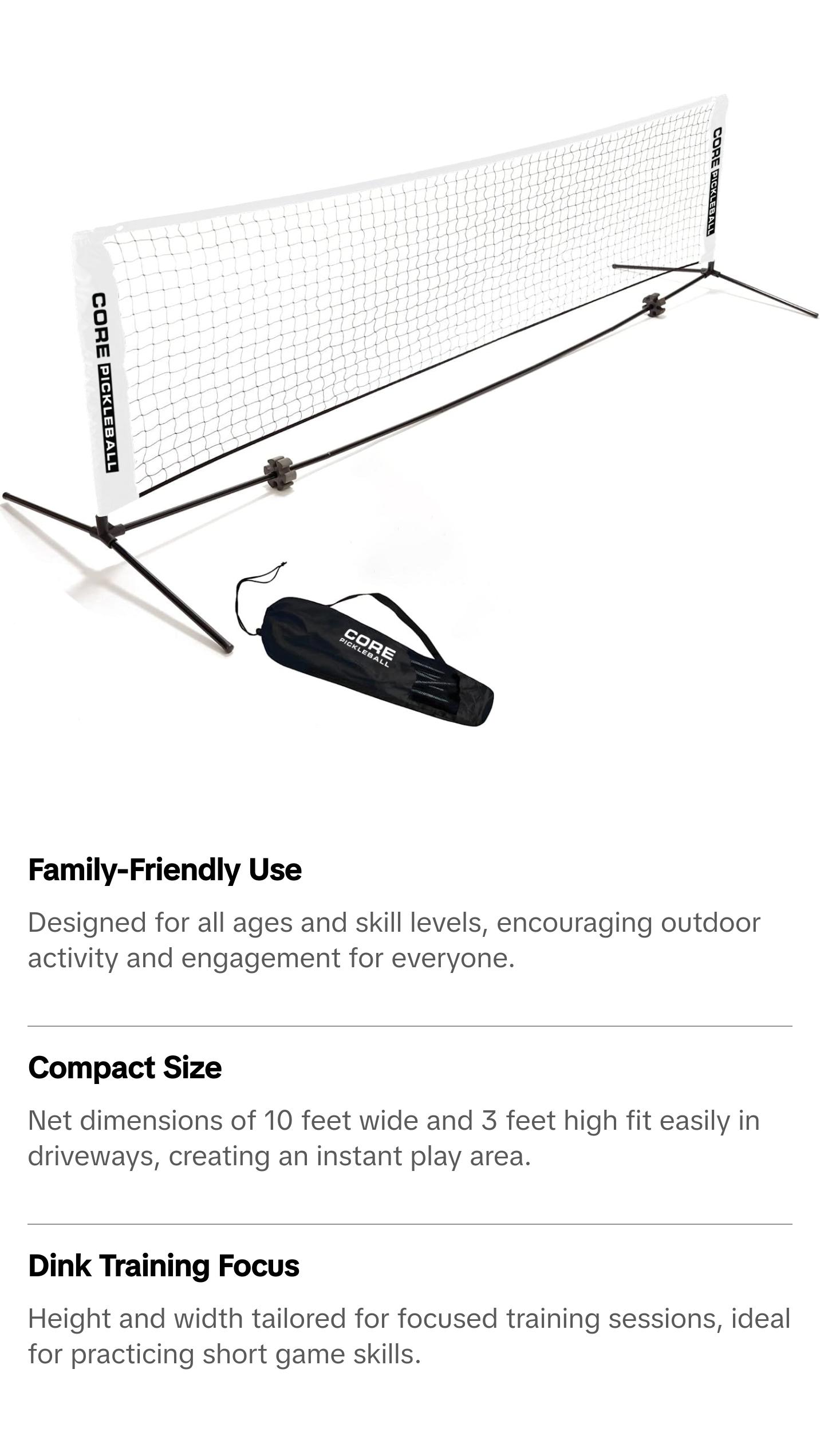 Dink Trainer by CORE | Family Fun Pop Up and Play Mini Pickleball Net | 10 Feet Dink Trainer by CORE | Family Fun Pop Up and Play Mini Pickleball Net | 10 Feet