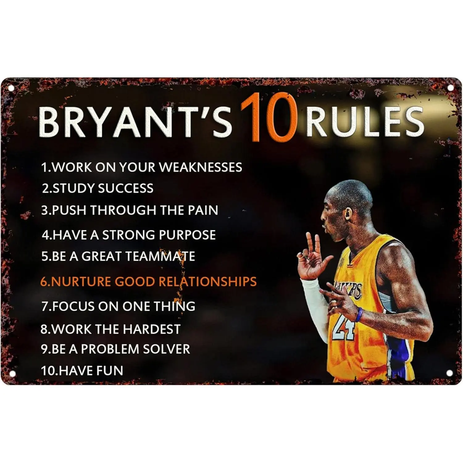 Motivational Quotes Sign Mamba Mentality Poster Basketball Wall Art Inspirational Sport Poster Basketball Posters Basketball Sports Ten Rules Tin Sign Basketball Room Metal Decor For Boys Locker Room