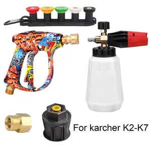 High-Pressure Foam Cannon Kit, 1L Large-Capacity Foam Sprayer with 5 Nozzles & 1/4-Inch Quick Connect, Multifunctional Snow Foam Lance for Deep Cleaning, Car Wash Tool for Efficient Soap Spray, Car Wash Set, Car Wash Equipment