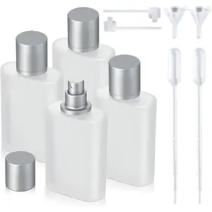 4 Pack 100ml/3.38 Oz Empty Frosted Glass  Bottle Perfume Atomizer, Refillable  Empty Perfume Bottles Fine Mist Atomizer  Container for Travel (4 Pcs 100ml Frosted Bottles)