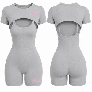 diAmore ActiveFit Romper Gris – Conjunto Deportivo 2 en 1 para Mujer