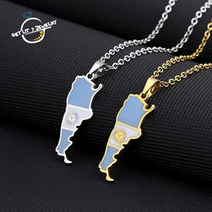 Argentine Flag Map Necklace | Elegant Daily & Gift Choice | Couple Necklaces | Anniversary Gift | Selected Gift |
