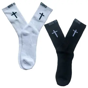 2 pairs Sock God Is First+Im second pair Socks-Faith-inspired Socks with Bold Design,Solid color cross Breathable Fabric Jesus and the Cross Religious Socks