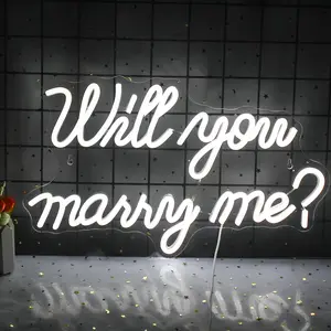 Will You Marry Me Neon Sign, USB Plug LED Luminous Wall Hanging Neon Light, Decorative Light for Home, Proposal, Engagement, Wedding Scene