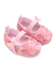 Cute Ditsy Floral Print Bow Decor Baby's First Walkers, Soft Comfortable Breathable Flat Shoes, Newborn Infant Toddler Shoes