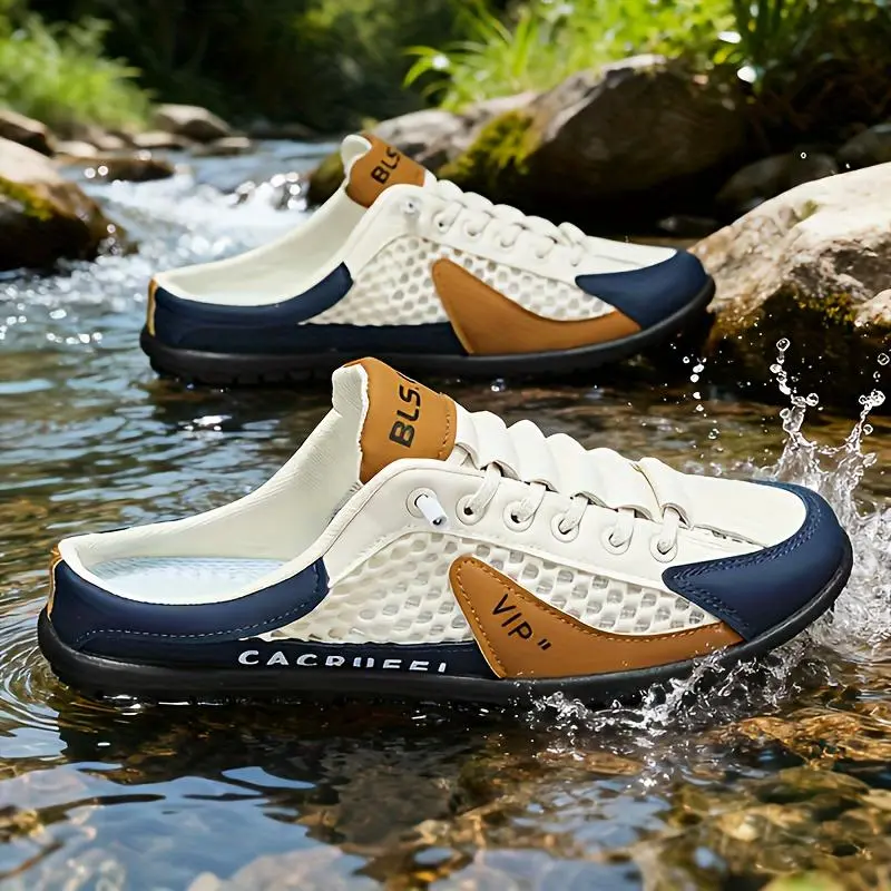 Men's Walking Shoes, Casual Athletic Summer Sneakers with Hollow-Out Mesh, Laces, Round Toe, and Soft Sole, Footwear, Low Top, Male, Breathable Outdoor Shoes, Lightweight Sports Footwear, Men’s Shoes Sports Shoes Trainer