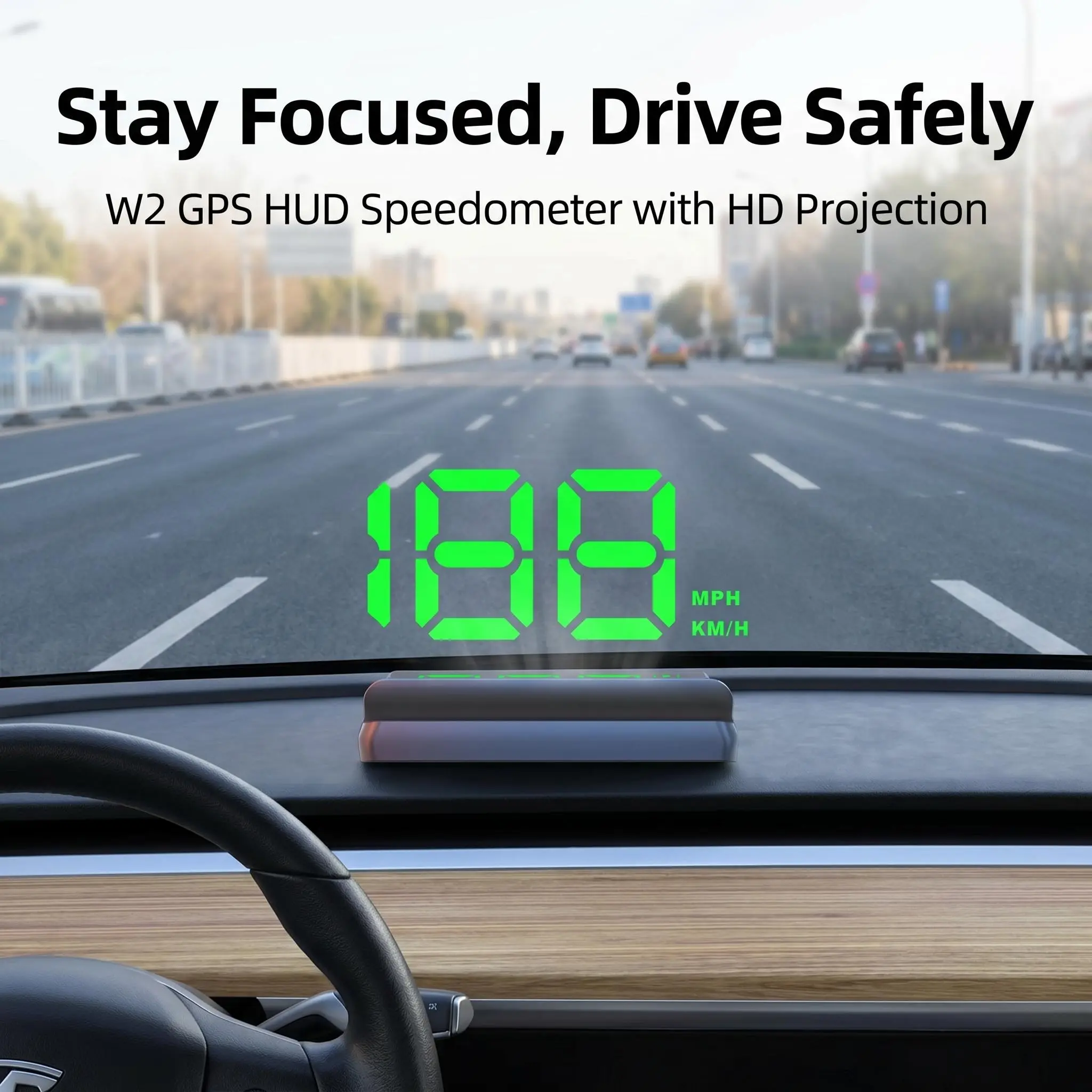 W2 GPS Head-Up Display Projection Speedometer Projector Display Digital Speed KMH HUD For Vehicles Auto Electronics Accessories