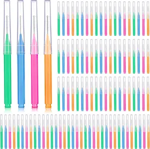 100 Pieces Braces Dental Brush for Cleaner Interdental Toothpick Dental Tooth Flossing Head Oral Hygiene Flosser Toothpick Cleaners Tooth Tool(Bright Colors,Multiple Sizes)