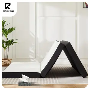 RIMIKING Trifold Mattress, Portable Folding Foam Bed for Home, Camping, and Guest Use, Breathable and Washable Cover,Easy Setup & Maintenance，TM-WB-3S
