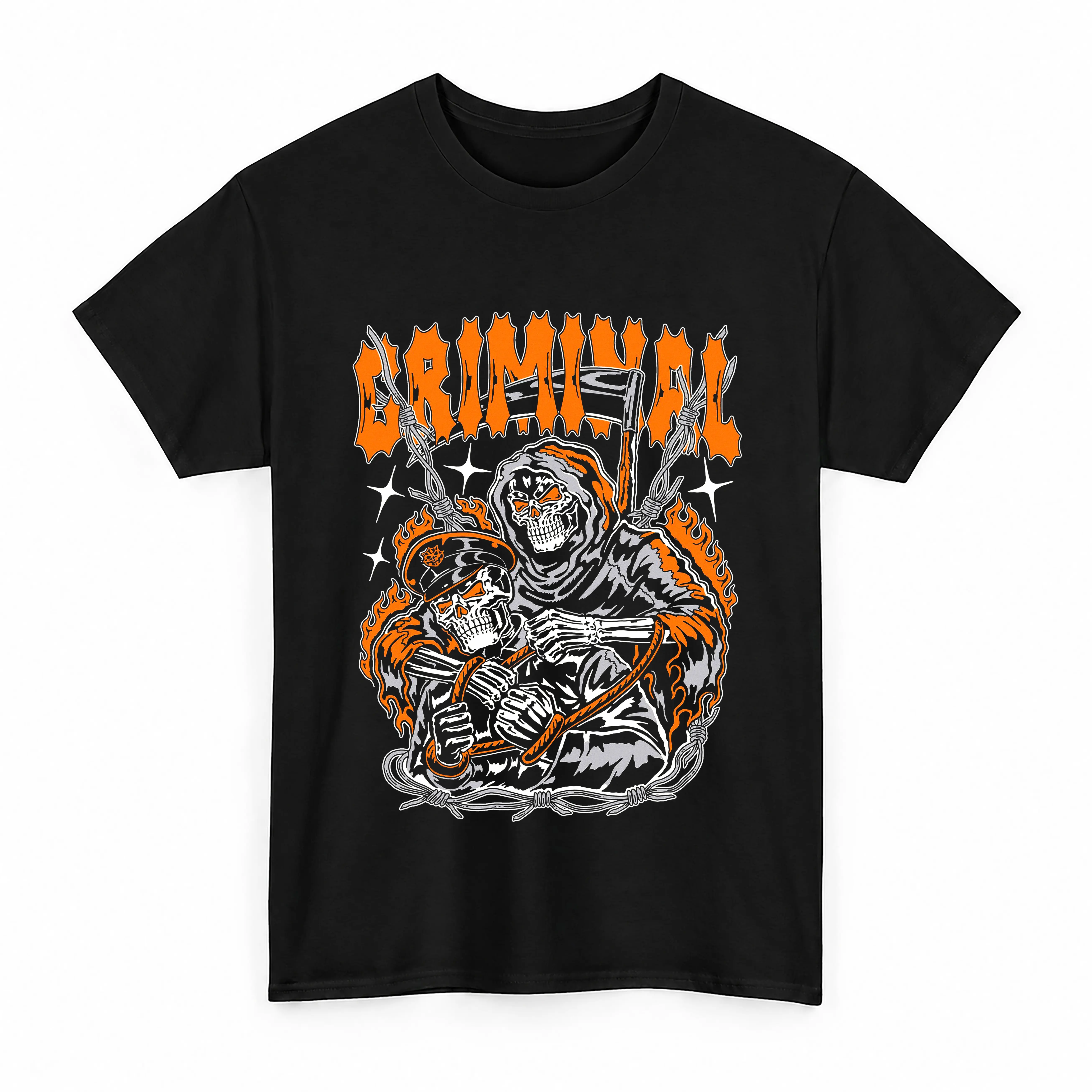 Grungy Outlaw Skeleton Graphic Tee – Underground Hip Hop Streetwear T-Shirt