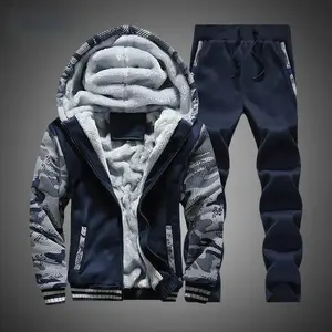 New men's two-piece zipper hooded warm suit, oversized sportswear