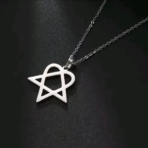 16" Stainless Steel Heartagram Pendant Necklace