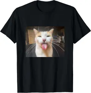 Cotton Graphic Tees Streetwear Gifts Silly Bleh Cat Meme T-Shirt