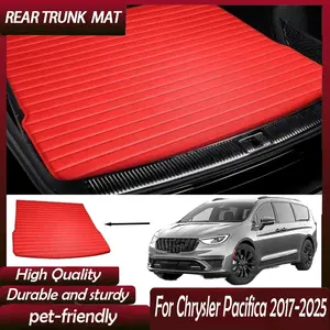 For Chrysler Pacifica 2017-2025 PU Leather Car Trunk Mats For Rear Trunk Liner Cargo Carpet Interior Accessories Boot Liner Mat Easy Clean Car Trunk Liner Non Slip Cargo Tray Protector pet-friendly