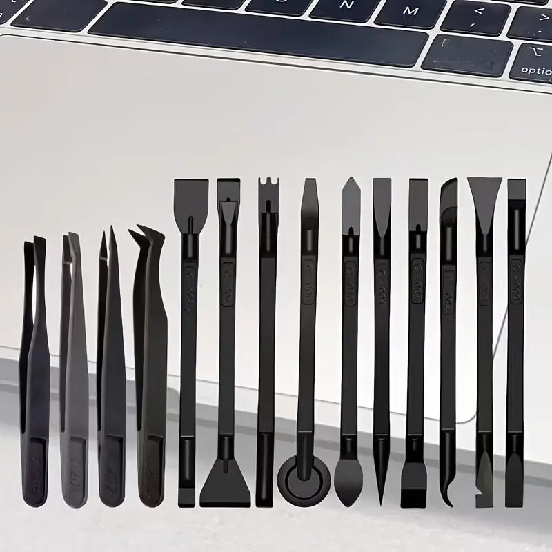 [14-in-1 Professional Electronics Repair Tool Kit] Precision Anti-Static Pry Bars, Spatulas, and Tweezers Set for iPhone, Laptop, Tablet, Smartphone, and Drone Disassembly