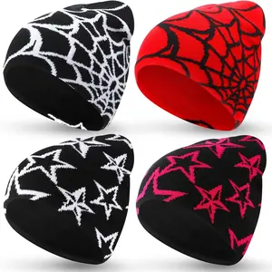 4 Count Y2K Beanie Double Side Graphic Beanie Acrylic Knitted Y2K Hat Beanie for Women Men Y2K Accessories