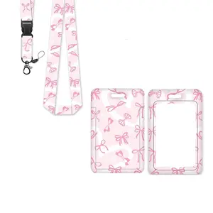 Sweet Cute Women's ID Card Holder Set, Id Badge Holder, Id Badge Holder With Lanyard, Removable Cardholder, Detachable Lanyard, Vertical Business Namecard Case, Ideal Gift for Nurses Teachers Social Workers