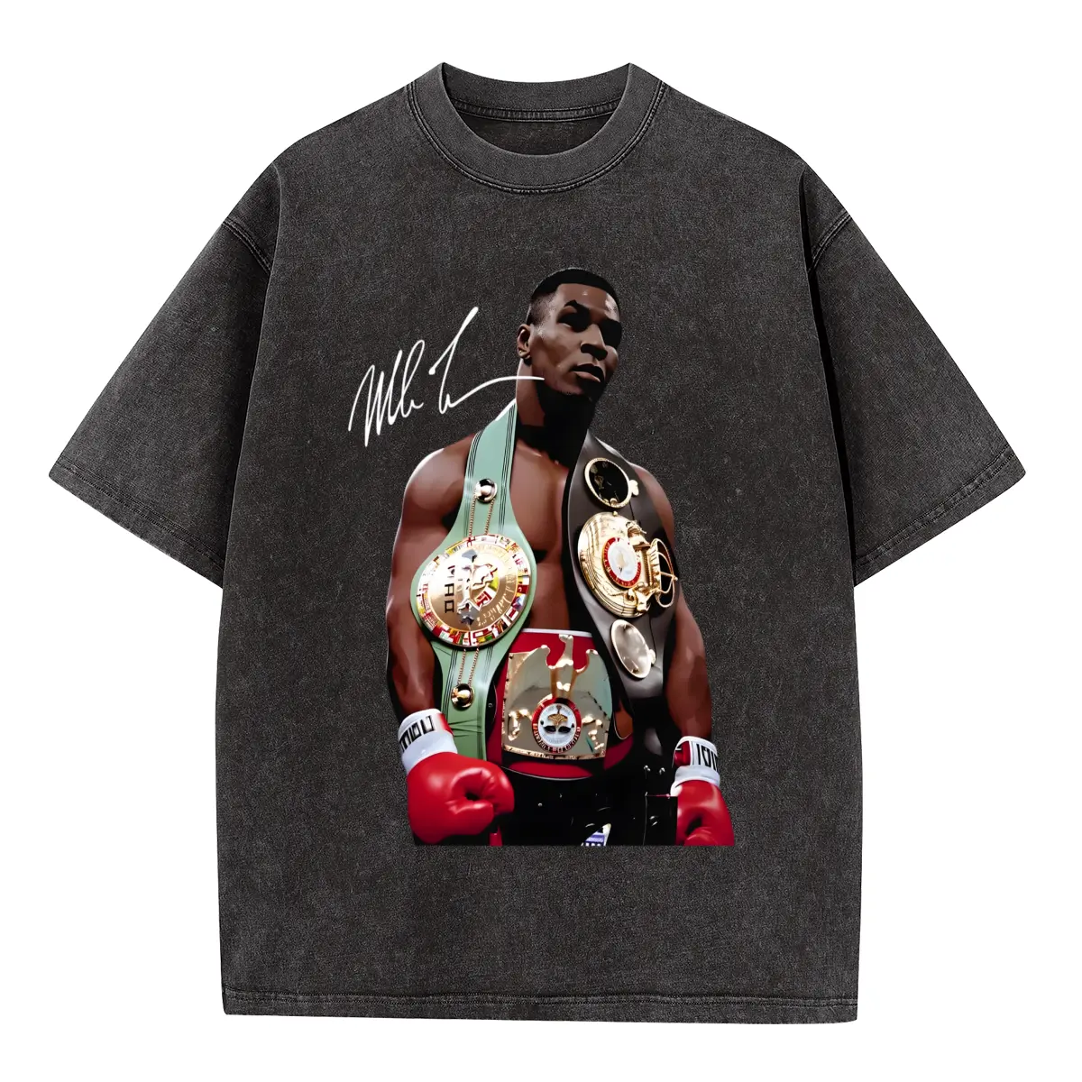 Mike Tyson T-Shirt, 90s Vintage Boxing Sport Legend Oversize Unisex Washed T-Shirt for Women and Men's Unisex Fit Batik Cotton Oversize Streetwear Menswear