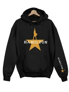 Unisex Retro Hamilton Broadway Hoodie - Golden Star & Silhouette Print, Theater Kid Core Aesthetic for Hamilton Stans, Broadway Dates, Musical Marathons, Trendy Street Style, Concert Merch & Comfy Home Wear, Premium Heavyweight Material