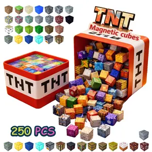 250pcs Magnetic Blocks Random Shape Creative Construction Toy Storage Box Included Kids Children's Day Gift Mini Educational Building Toys For 4-12 Boys Girls Birthday