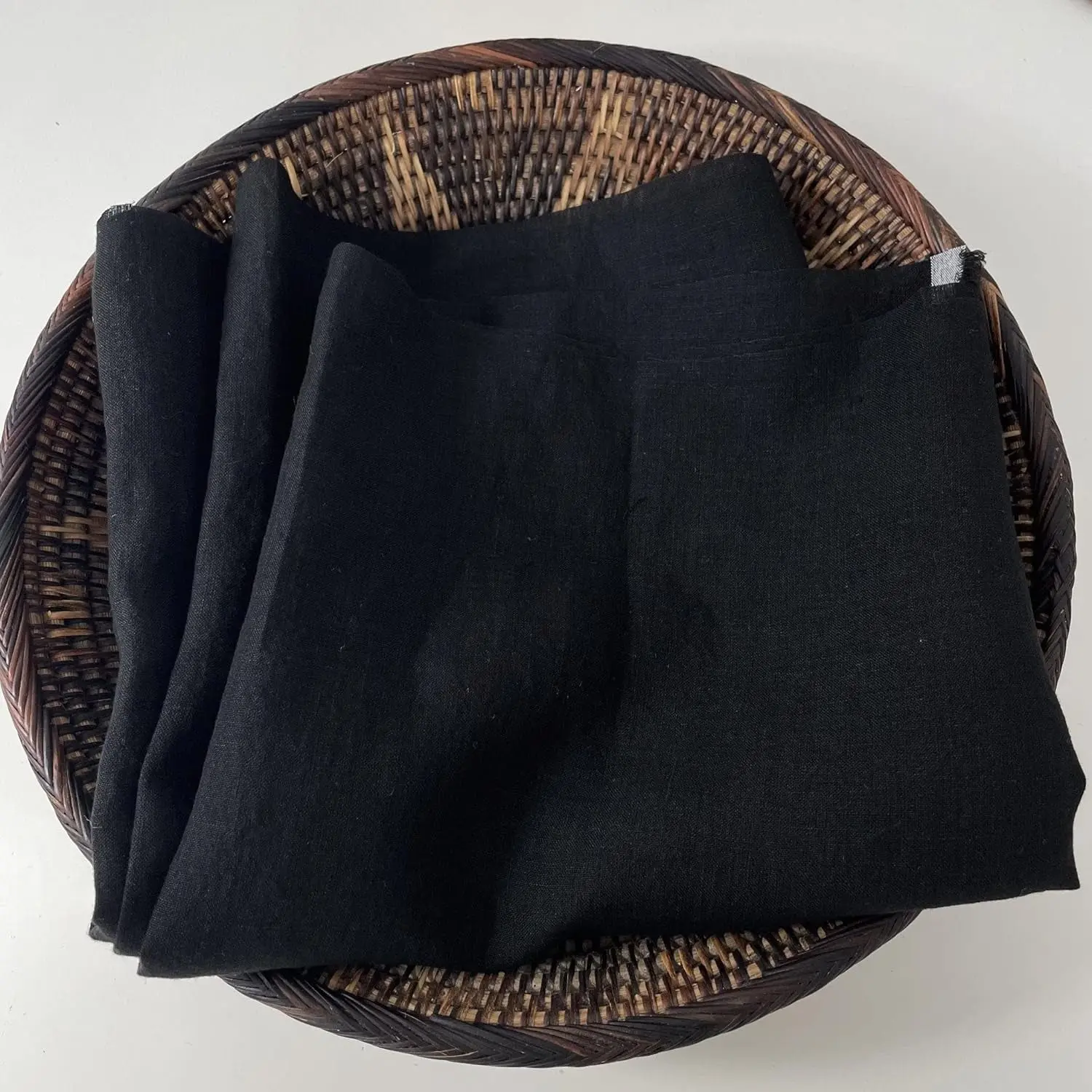 Black Lightweight High Twisted Linen Fabric | Versatile & Durable Material for Stylish Creations - Ideal for Sewing & Home Decor