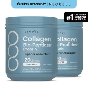 2x NeoCell Collagen Bio-Peptides Powder 20oz - Grassfed Protein Supplement - Advanced with 18 Essential Amino Acids
