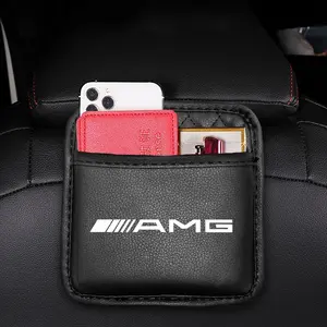 Car Leather Storage Pocket Seat Back Door Center Console Organizer Box Accessories Stick For Mercedes Benz GL AMG A45 S CLA45S C63S E63S GT63S G63 SL63 GLC63S S63 AMGONE