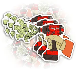 Money Gun Hard Hat Sticker Lineman, Mechanic, Blue Collar, Hard Hat Stickers, Sarcastic Sayings Sticker, Snarky Skeleton