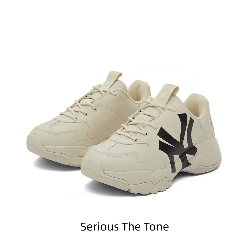 Trendy cream retro platform trainers with bold side NY graphic, smooth full leather upper, lightweight shock-absorbing sole ideal for dating shopping street daily looks