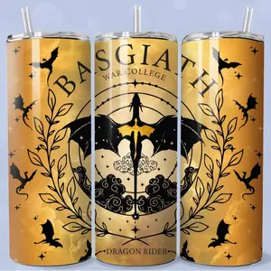 Basgiath War College Golden Tumbler, Bookish Girly Fourth Wing Series Coffee Cup, Book Lover Gifts, Dragon Rider Tumbler