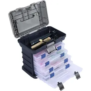 Fishing Tackle Box Kit, Portable 4 Layers Fishing Accessory Box Case, Fishing Tackle Storage for Fresh Water and Salt Water