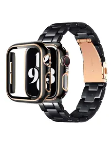 2 in 1 Luxury Resin Strap and Protective Case Set for Apple Watch Series SE, S9, 8, 7, 6, 5, 4, 3, 2, 1