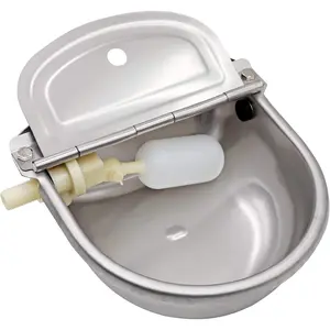 Automatic Water Dispenser for Dogs and Chickens, Outdoor Water Feeder, 304 Stainless Steel Water Bowl with Plastic Float Valve